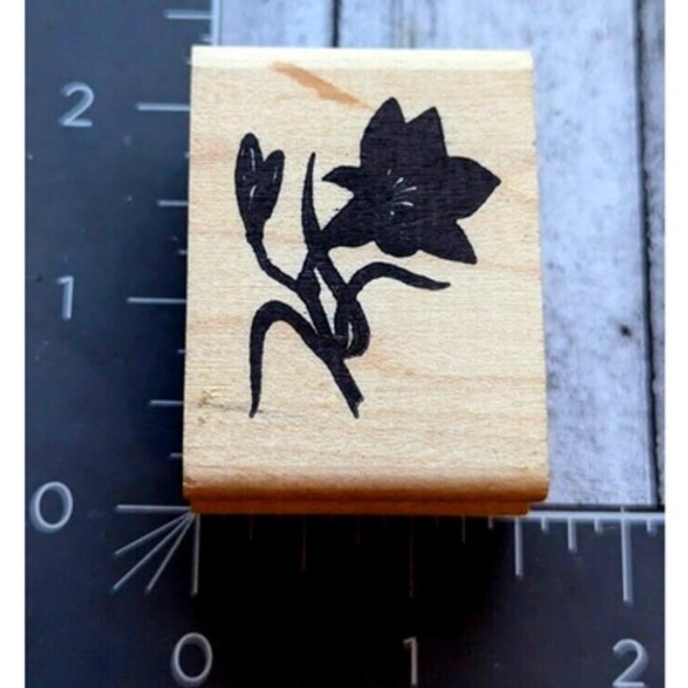 Endless Creations Flower Silhouette C33 Rubber Stamp Wood #H29
